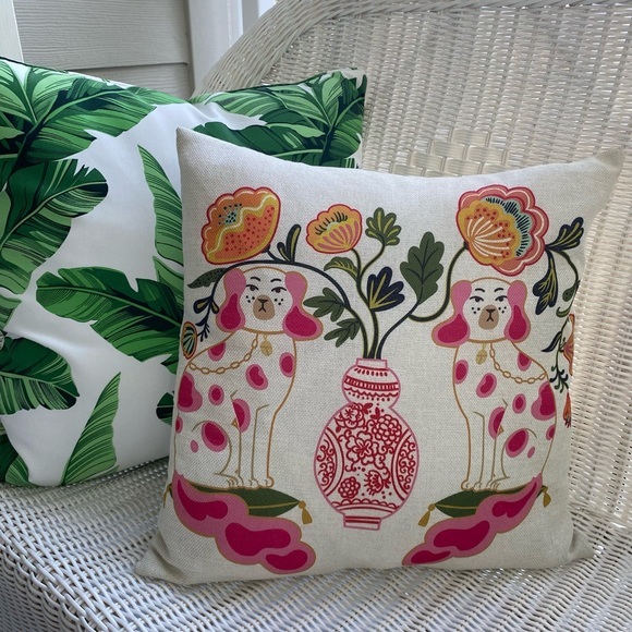 Pillow Cover - Staffordshire Dogs + Ginger Jar OR Tigers - Grandmillennial Decor - Picture 5 of 10